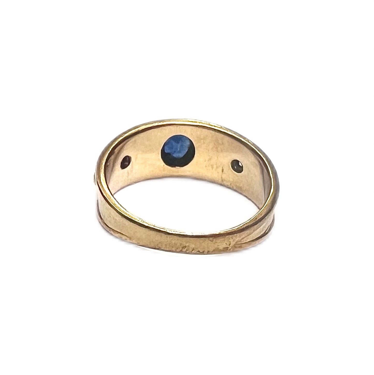 Midcentury 9ct gold, sapphire and diamond ring