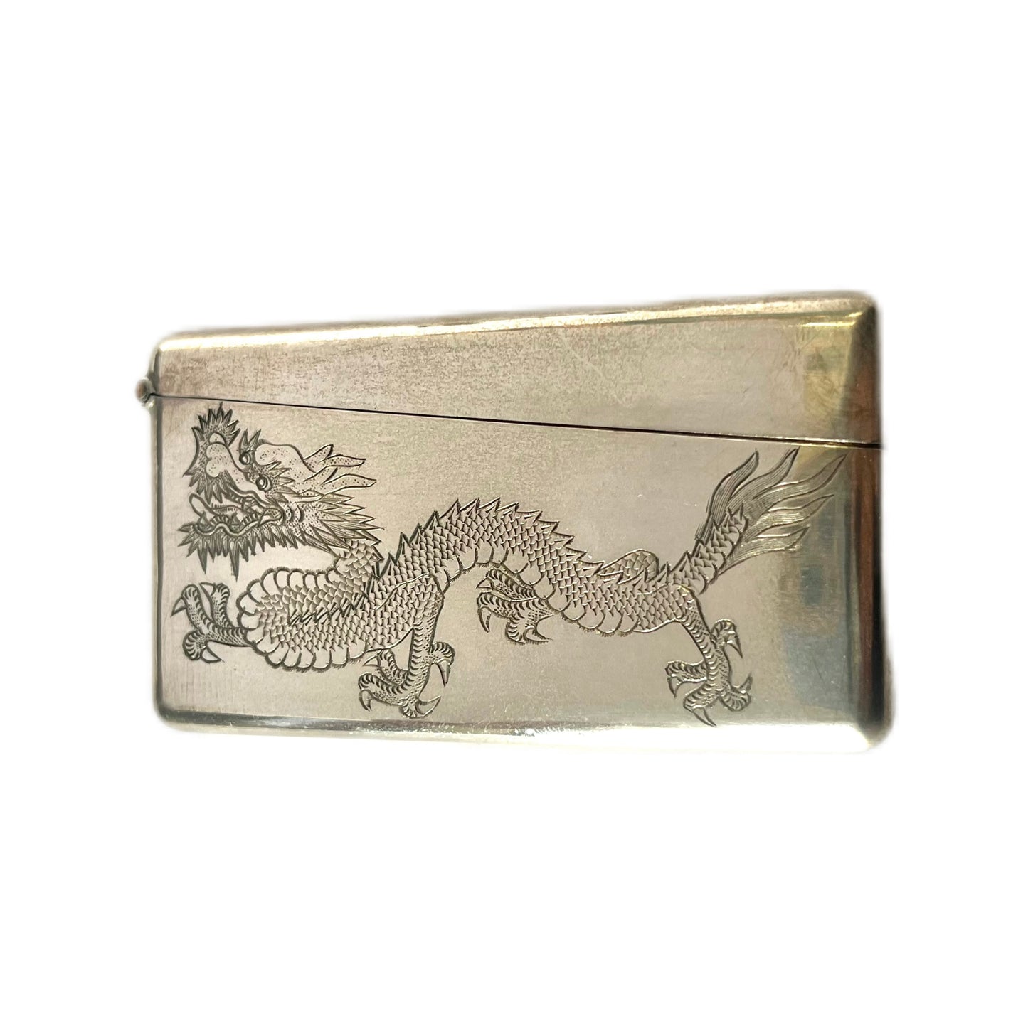 Near antique Chinese export silver Tuck Chang card holder, estate of Shanghai Police Supt. J.F. Lovell