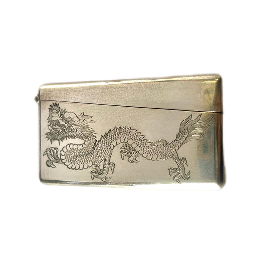 Near antique Chinese export silver Tuck Chang card holder, estate of Shanghai Police Supt. J.F. Lovell