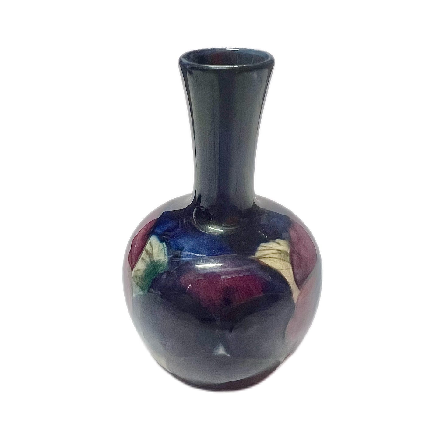 Vintage possibly antique Moorcroft Pansy pattern bud vase