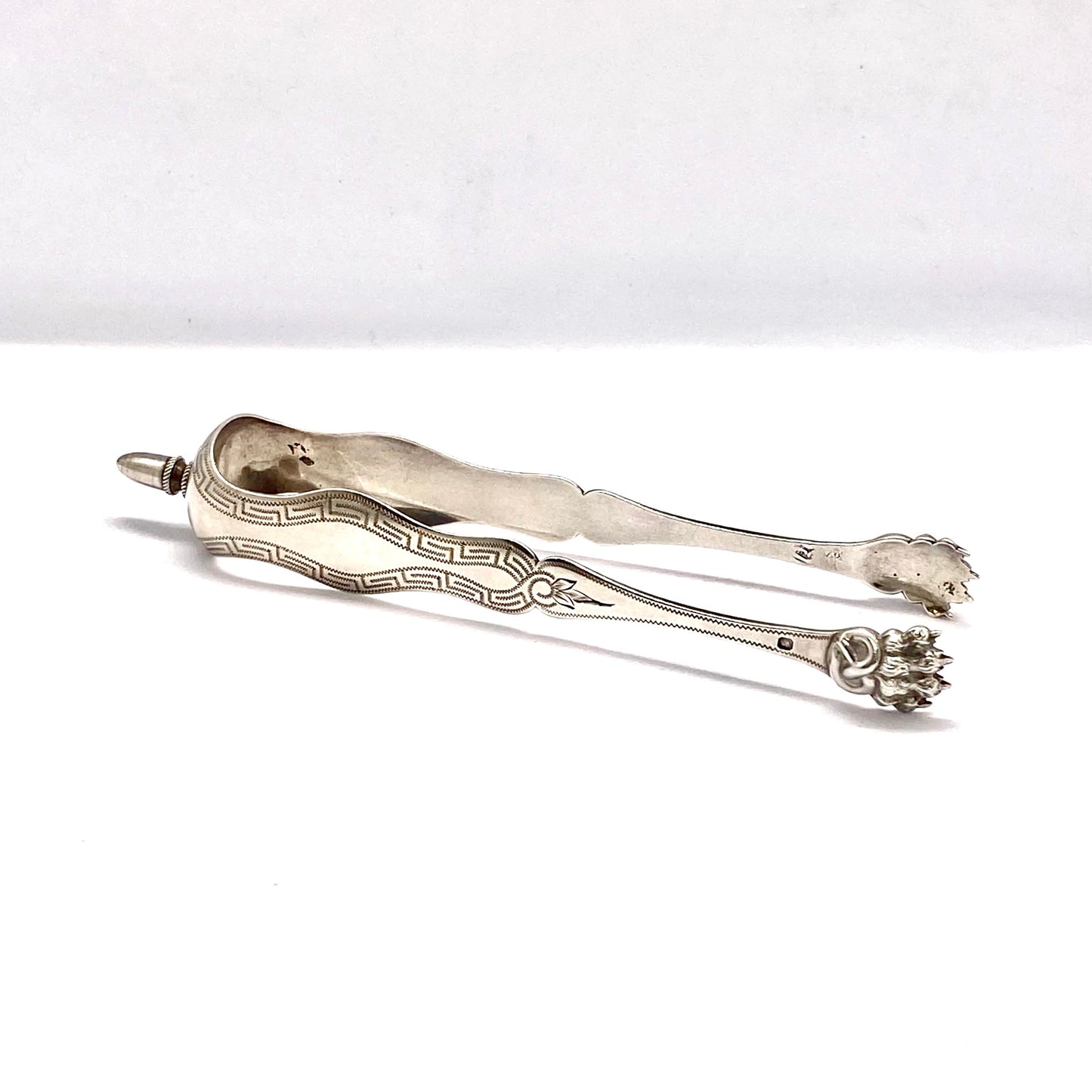 Antique French Second Empire Pair of Silver Serving Tongs with Claw Detail, Philippe Berthier