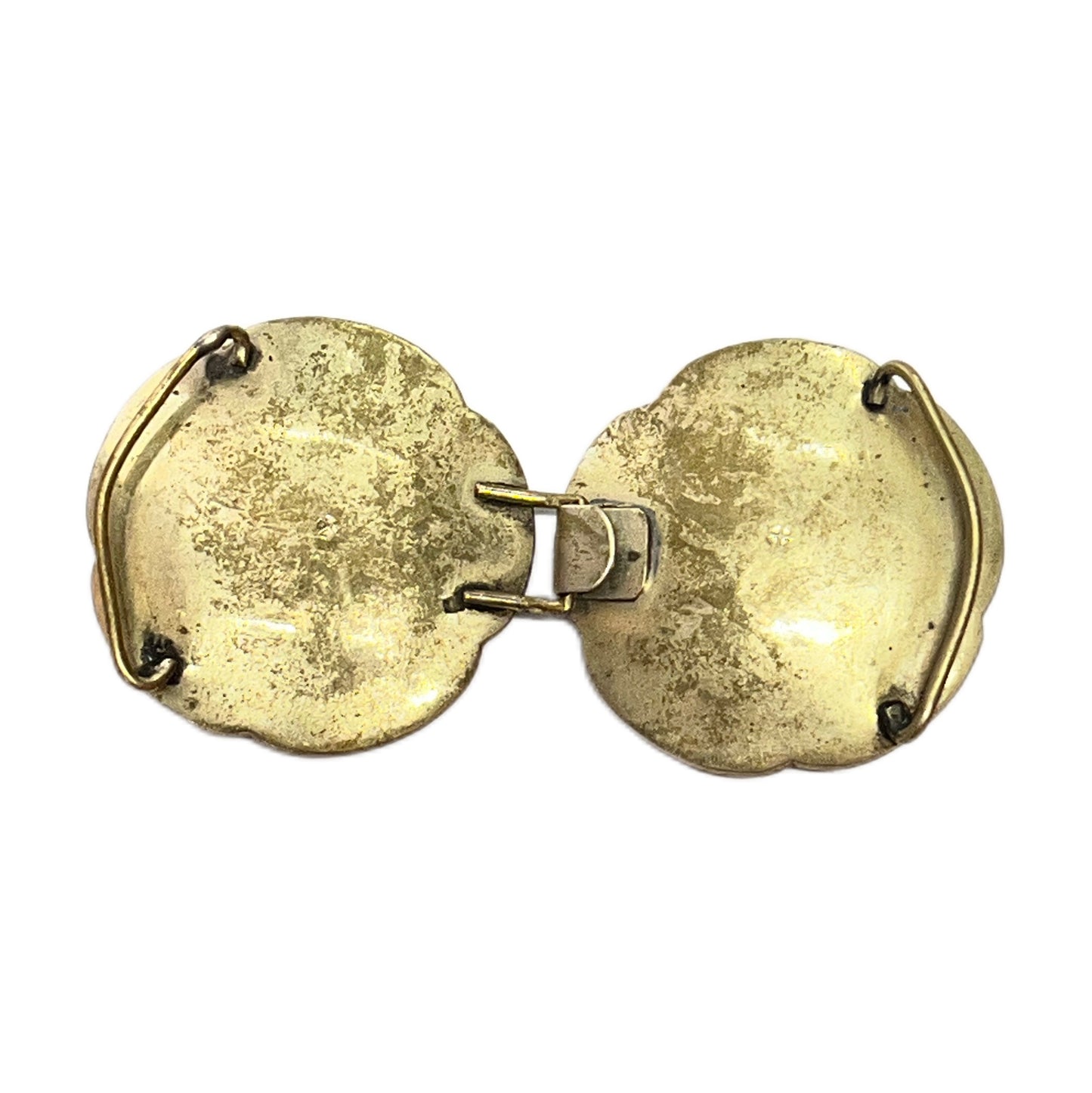 一对明治晚期至大正早期萨摩烧花卉图案皮带扣