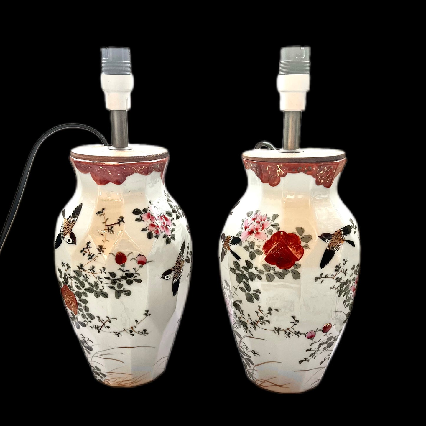 Pair of Meiji Period Nishiura Enji Lamp Vases, 19th century