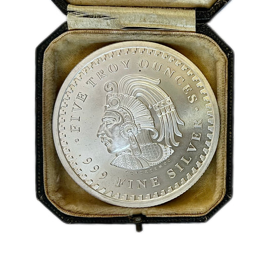 Beautiful Golden State Mint 5 oz Aztec Calendar .999 Silver Round coin