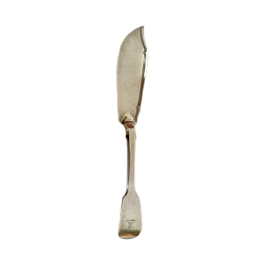 Antique William IV sterling silver butter spreader with marks for London, 1830, William Eaton