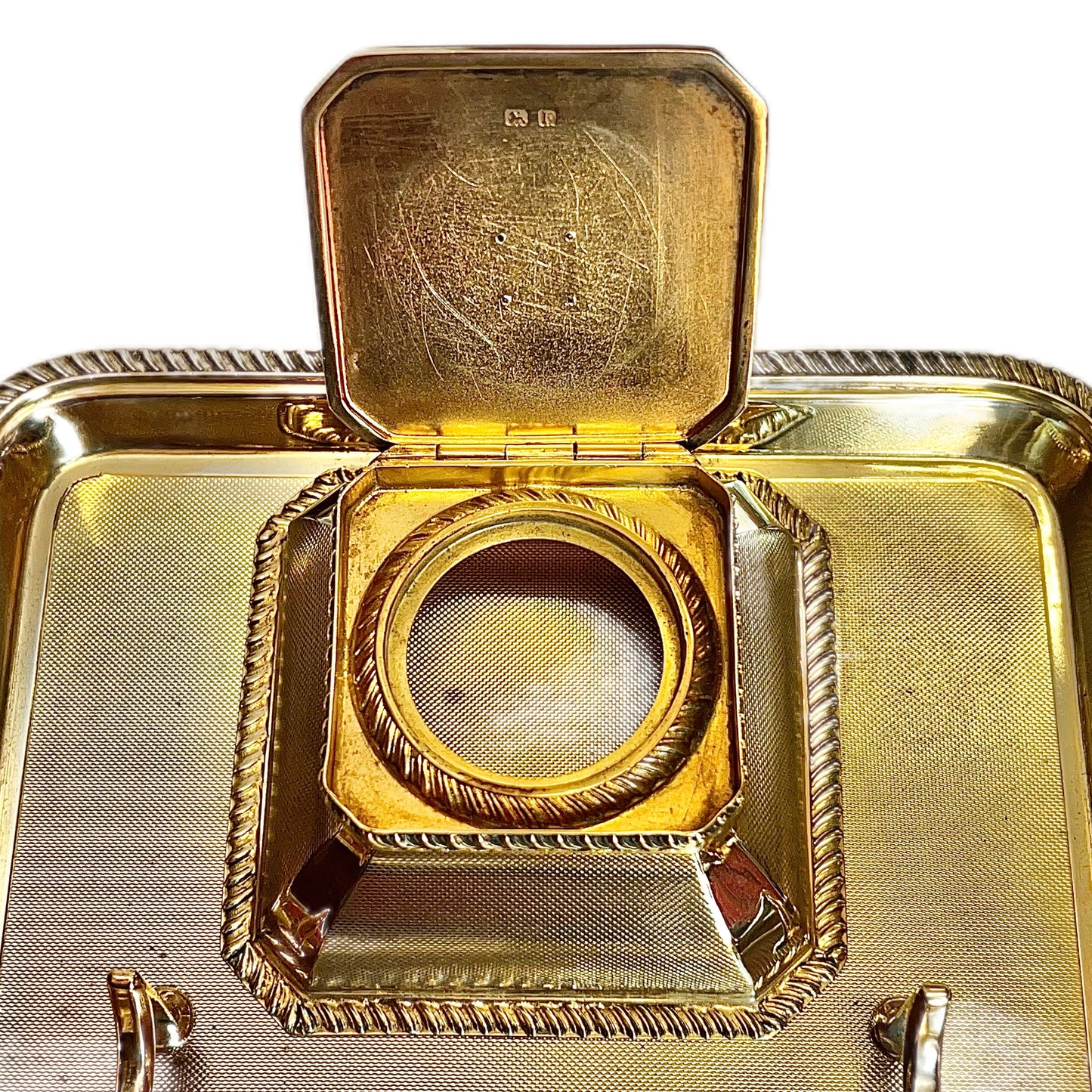 George V Asprey of London near antique gilt on sterling silver desk set