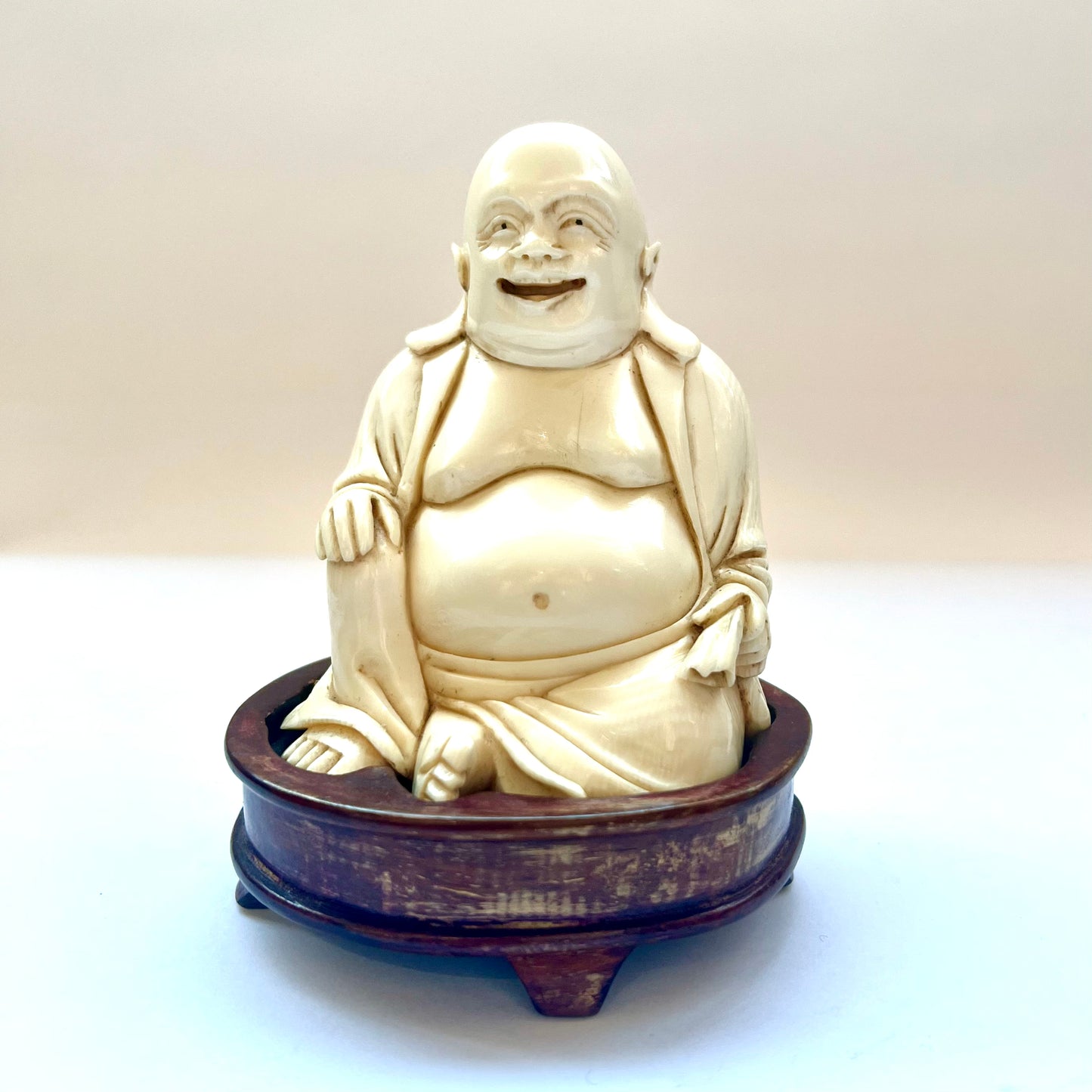 Antique ivory Budai or Hotei figure of substantial size, Chinese or Japanese