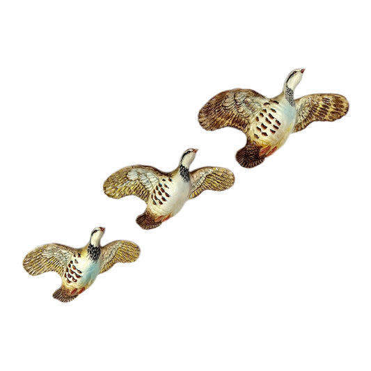 Trio of vintage midcentury Beswick ceramic flying partridge