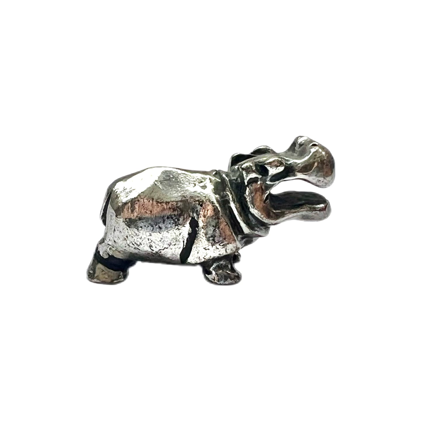 Vintage miniature novelty figural silver hippo figurine