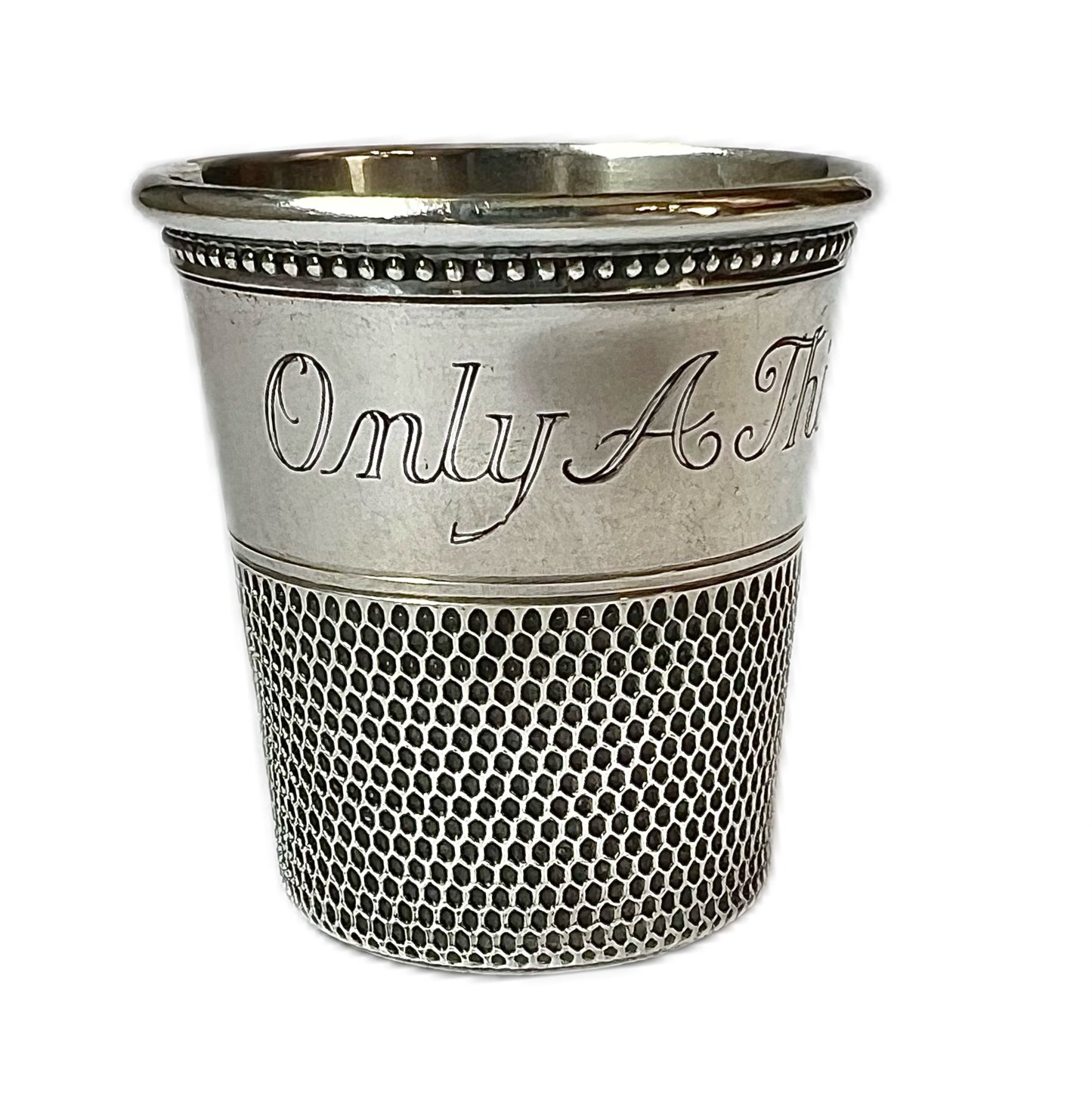 Midcentury sterling silver American Thimble-full novelty liquor jigger