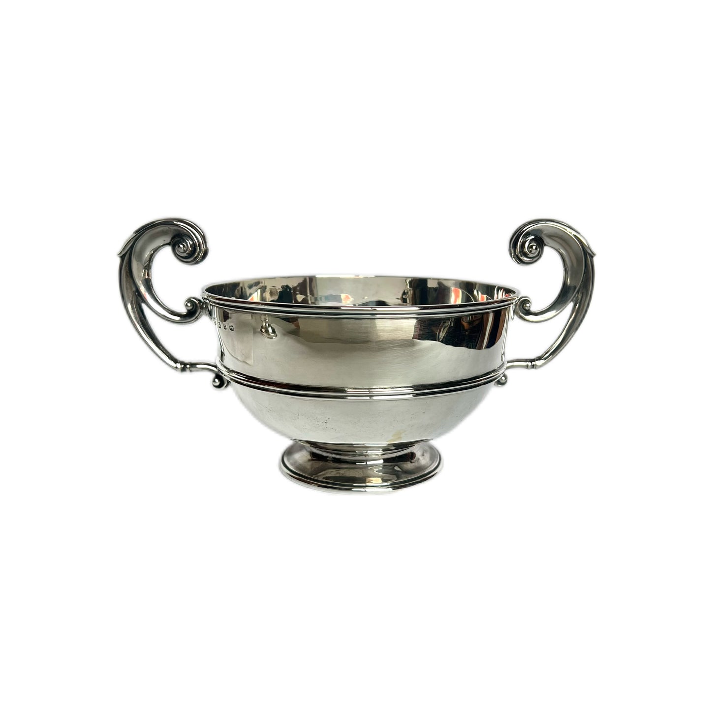 Antique sterling silver twin-handled presentation Rosebowl