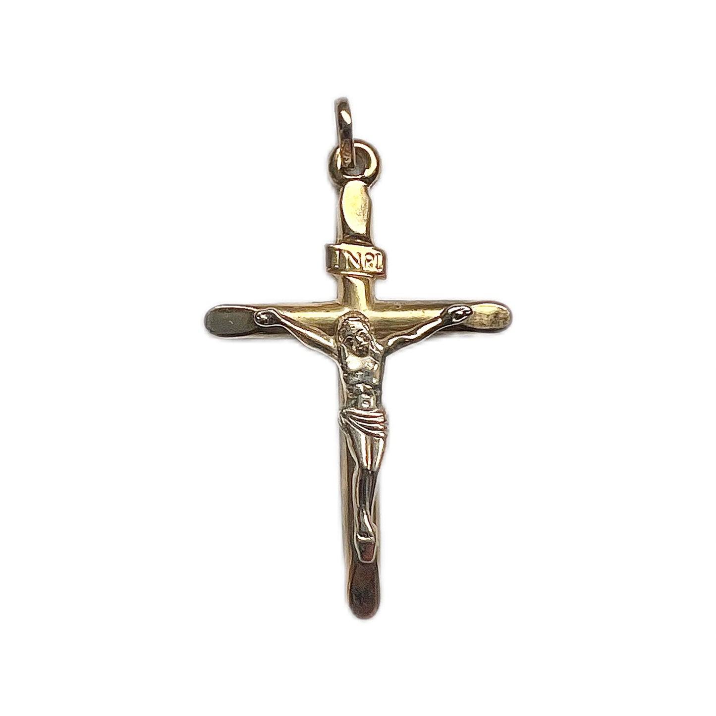 Vintage 9ct gold & and mixed metal crucifix pendant