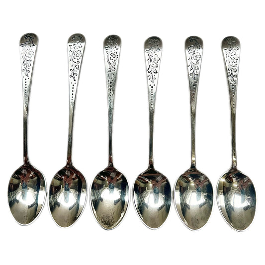 Set of 6 English sterling silver coffee spoons with marks for Glasgow, 1905, Lawson & Co