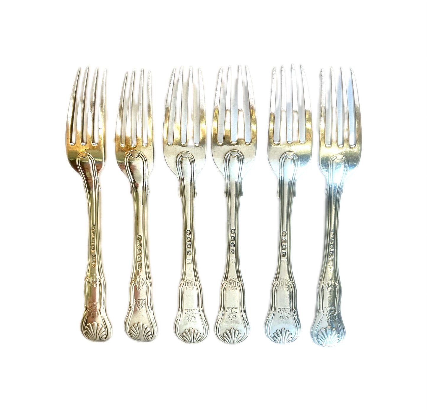 6 George III sterling silver double-struck Kings Pattern entree forks