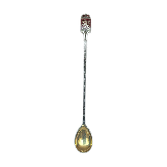 Vintage Finnish silver and enamel long-handled cocktail spoon