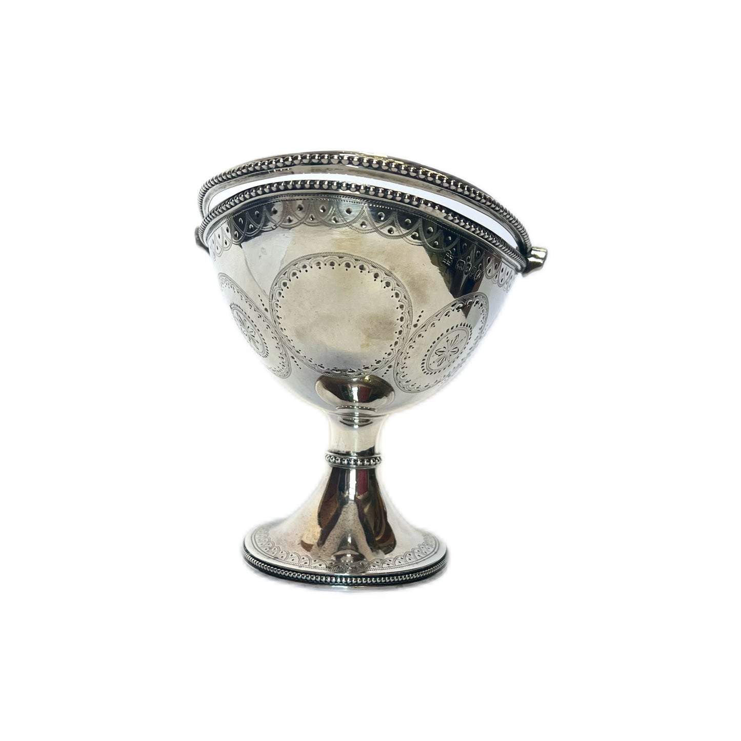 Antique Victorian sterling silver swing-handled basket, London, 1870