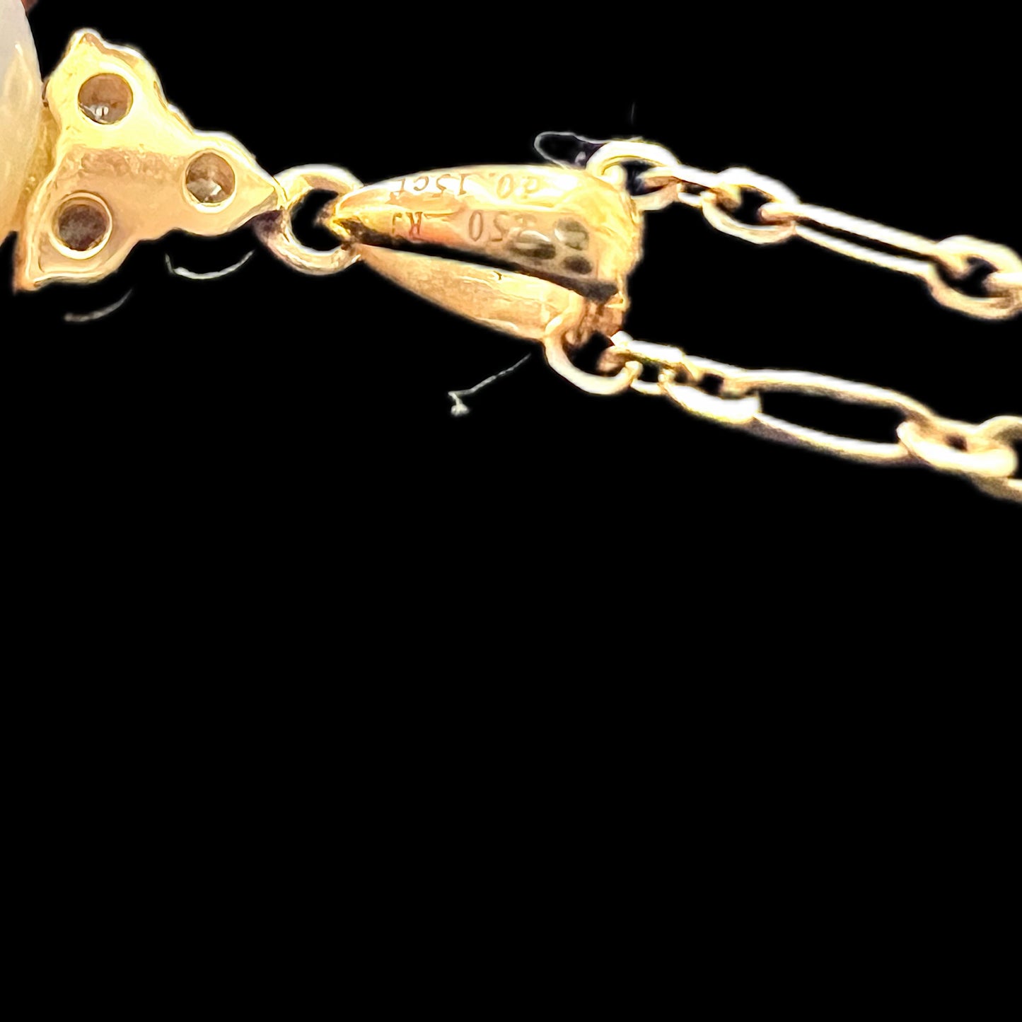 Vintage 18ct rose gold pearl and diamond pendant with 18ct gold chain