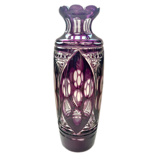 Statement antique late 19th century purple bohemian glass vase