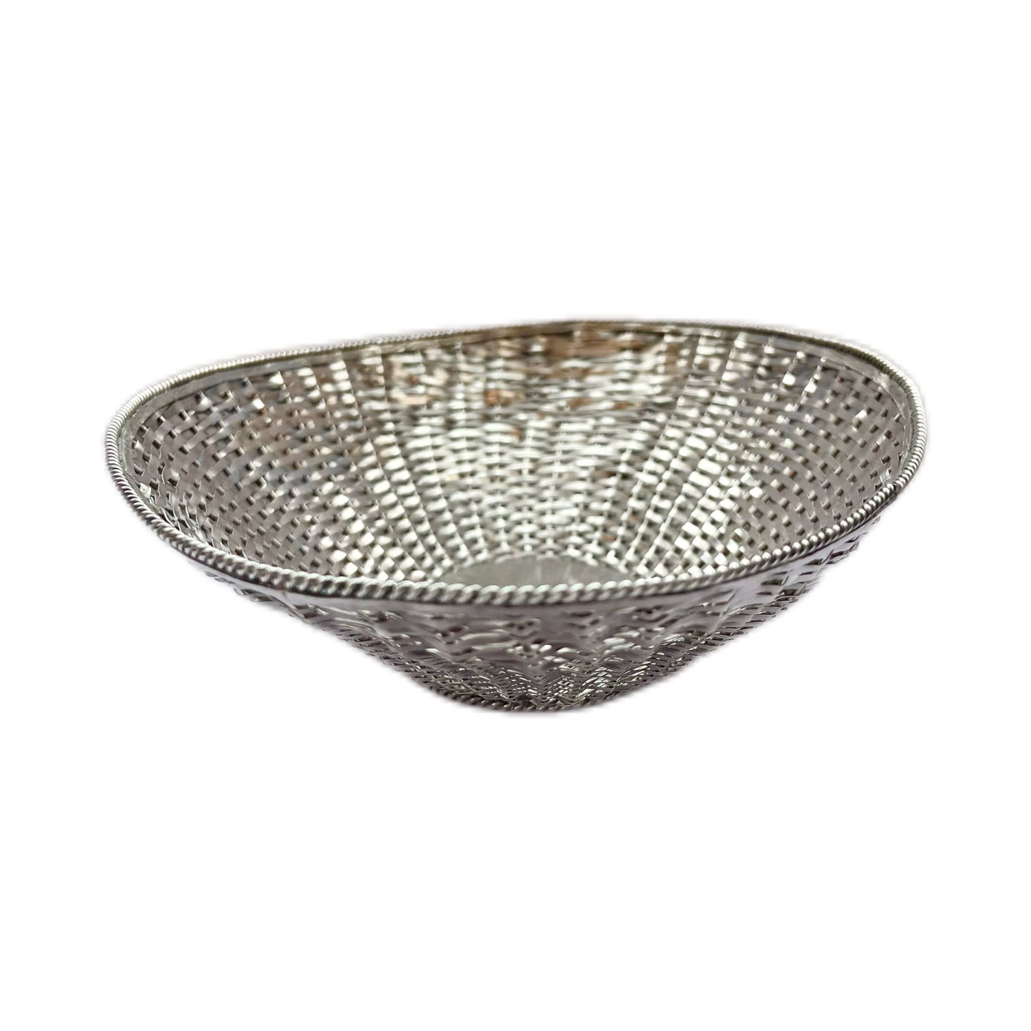 Midcentury Taxco Mexico sterling silver woven basket by Alfredo Villasana