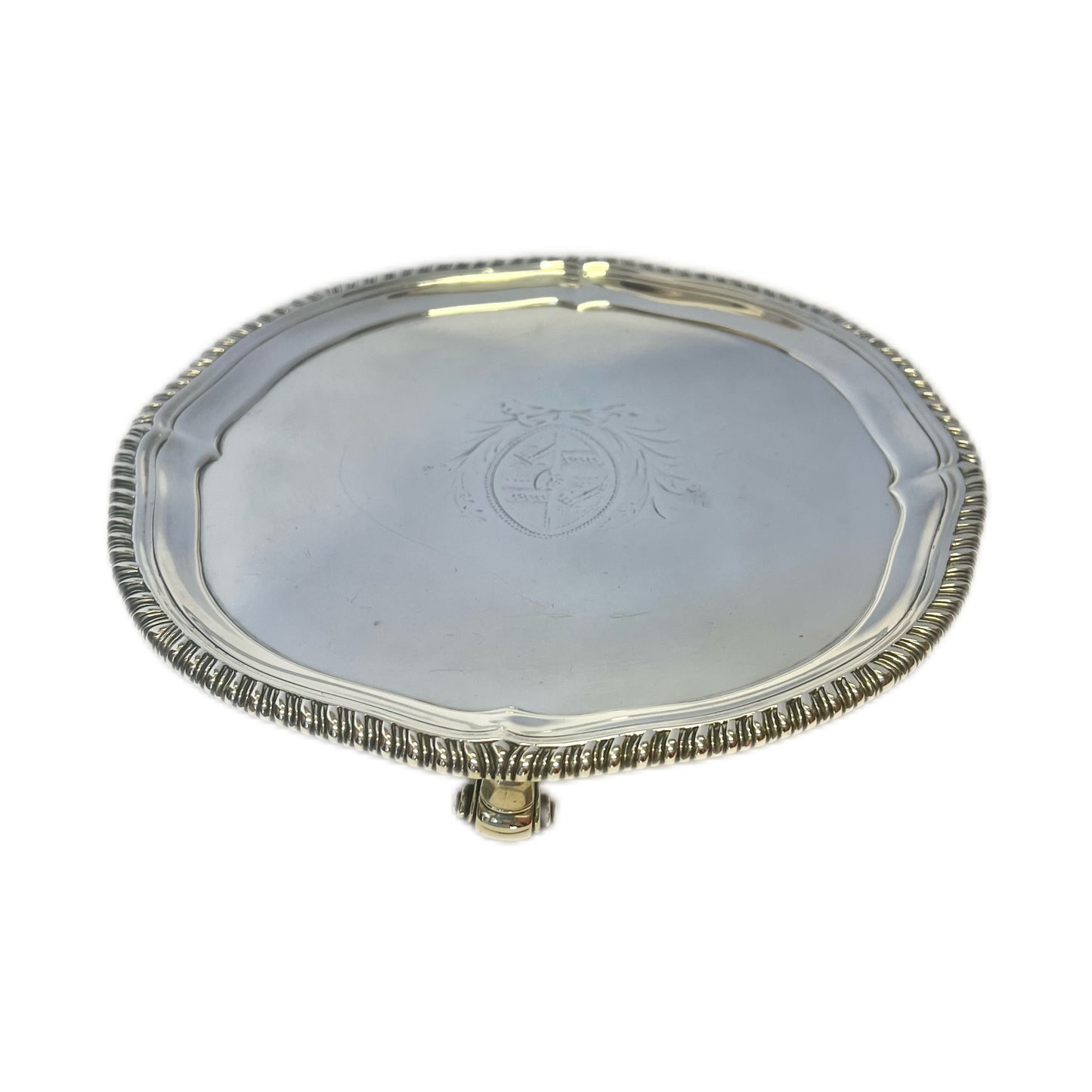 George III crested sterling silver salver, John Parker I & Edward Wakelin