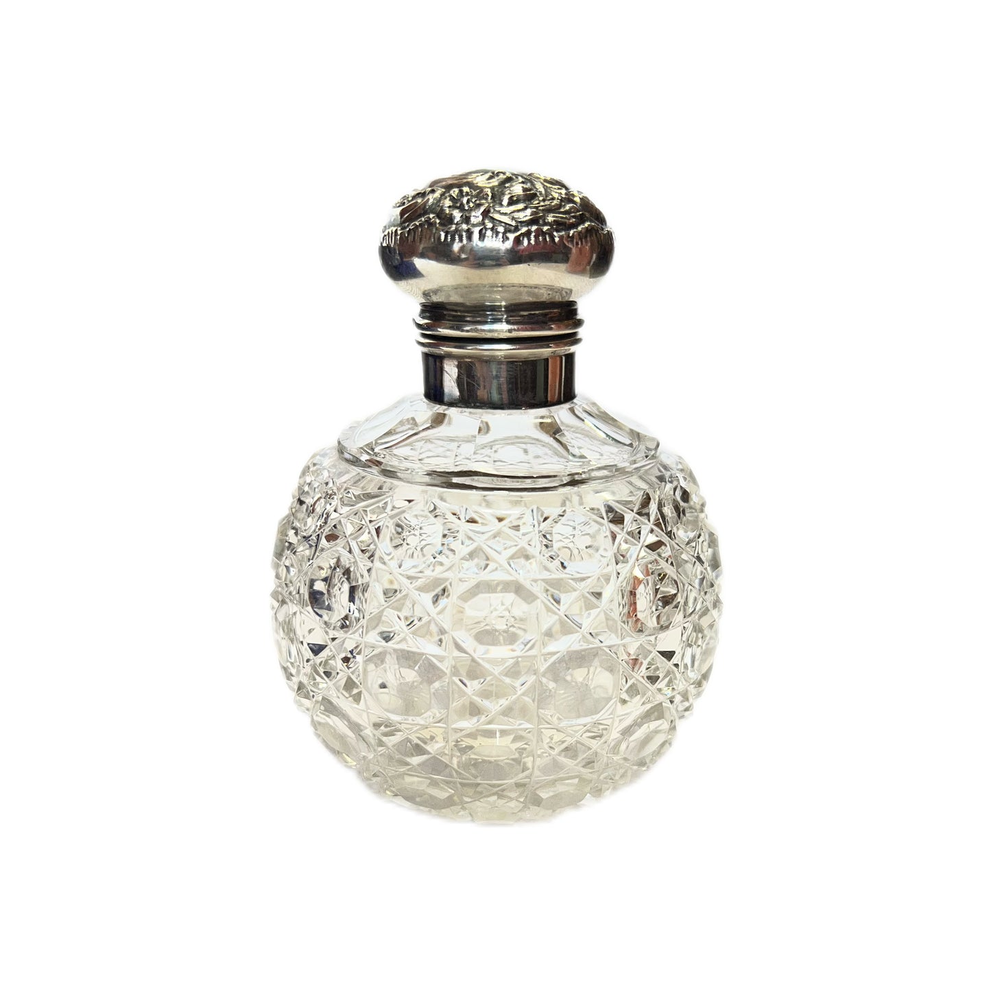 Cased set of two Edwardian sterling sliver and cut glass perfume bottles by G. &; T. Young, NZ