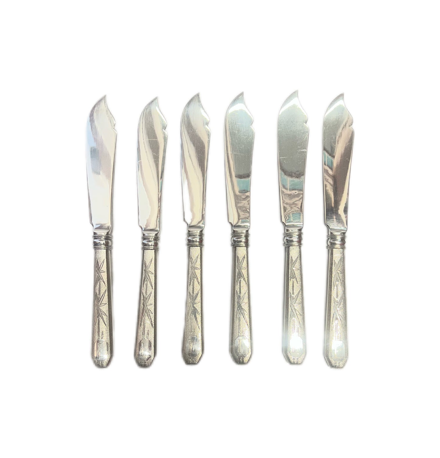 Near antique 12 piece set of Chinese export silver fish eaters, Shanghai Municipal Police Supt. Lovell's estate