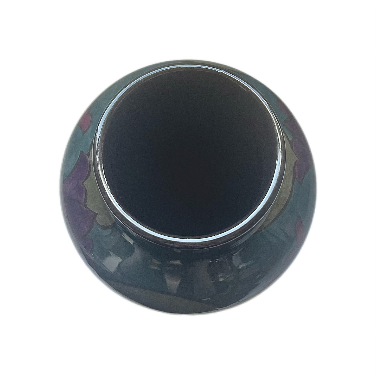 Antique PZH Gouda Dutch Pottery vase with stylised dark florals, circa 1918