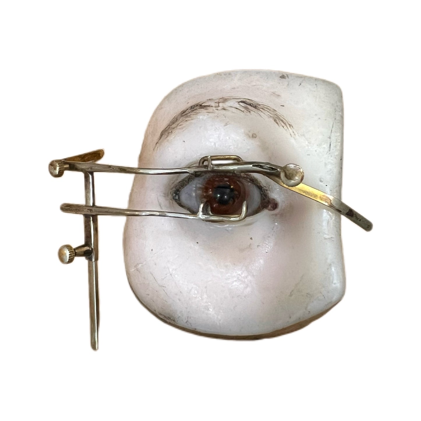 Antique John Weiss & Co eye speculum and wax eye model