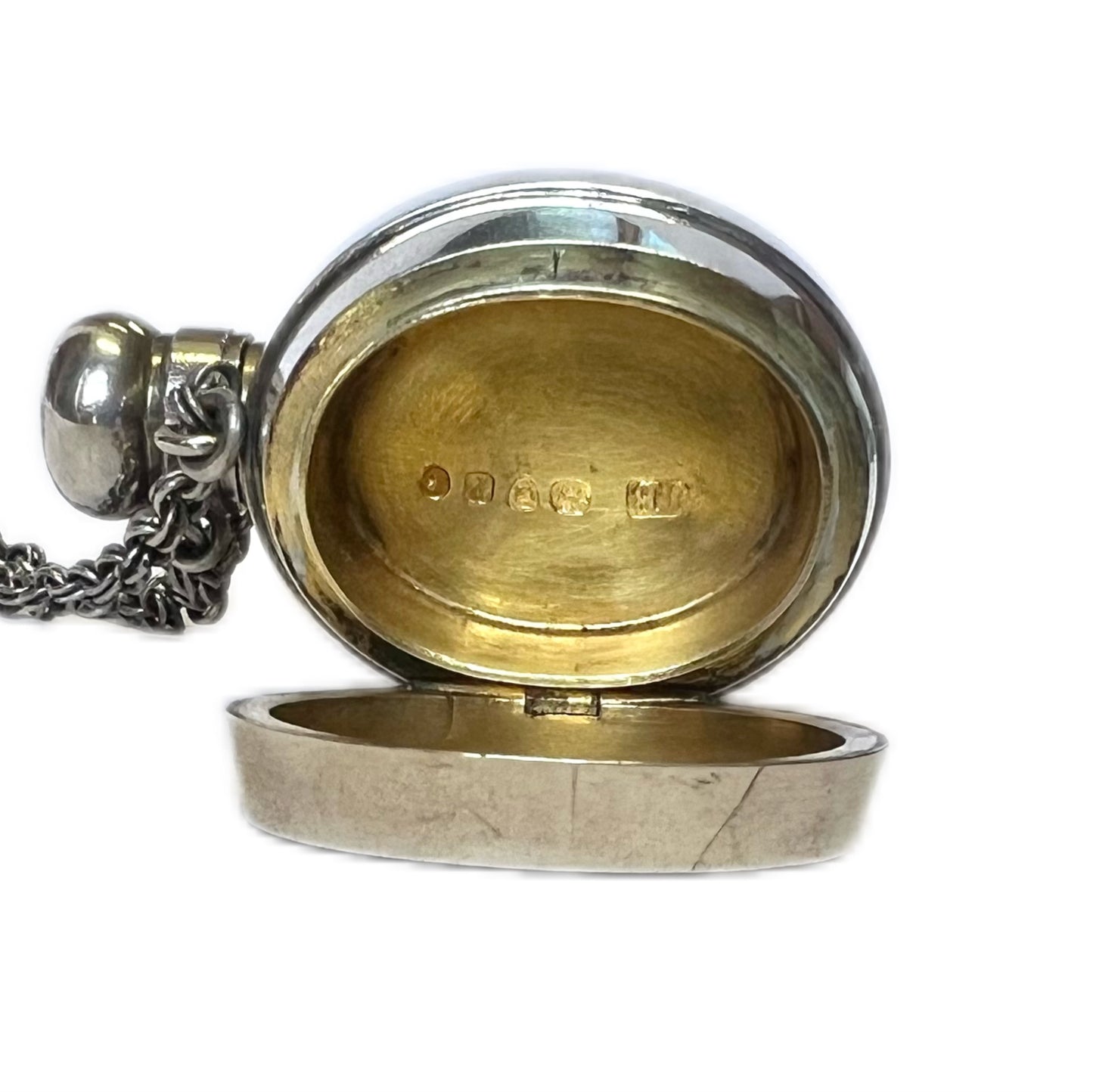 Victorian Leuchars & Sons sterling silver combination barrel -form scent bottle, pill box & vinaigrette by Jane Brownett