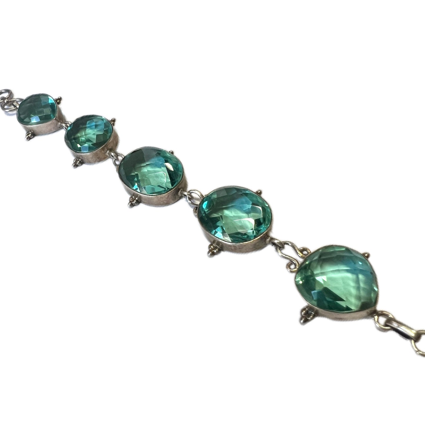 Vintage apatite briolette and sterling silver bracelet