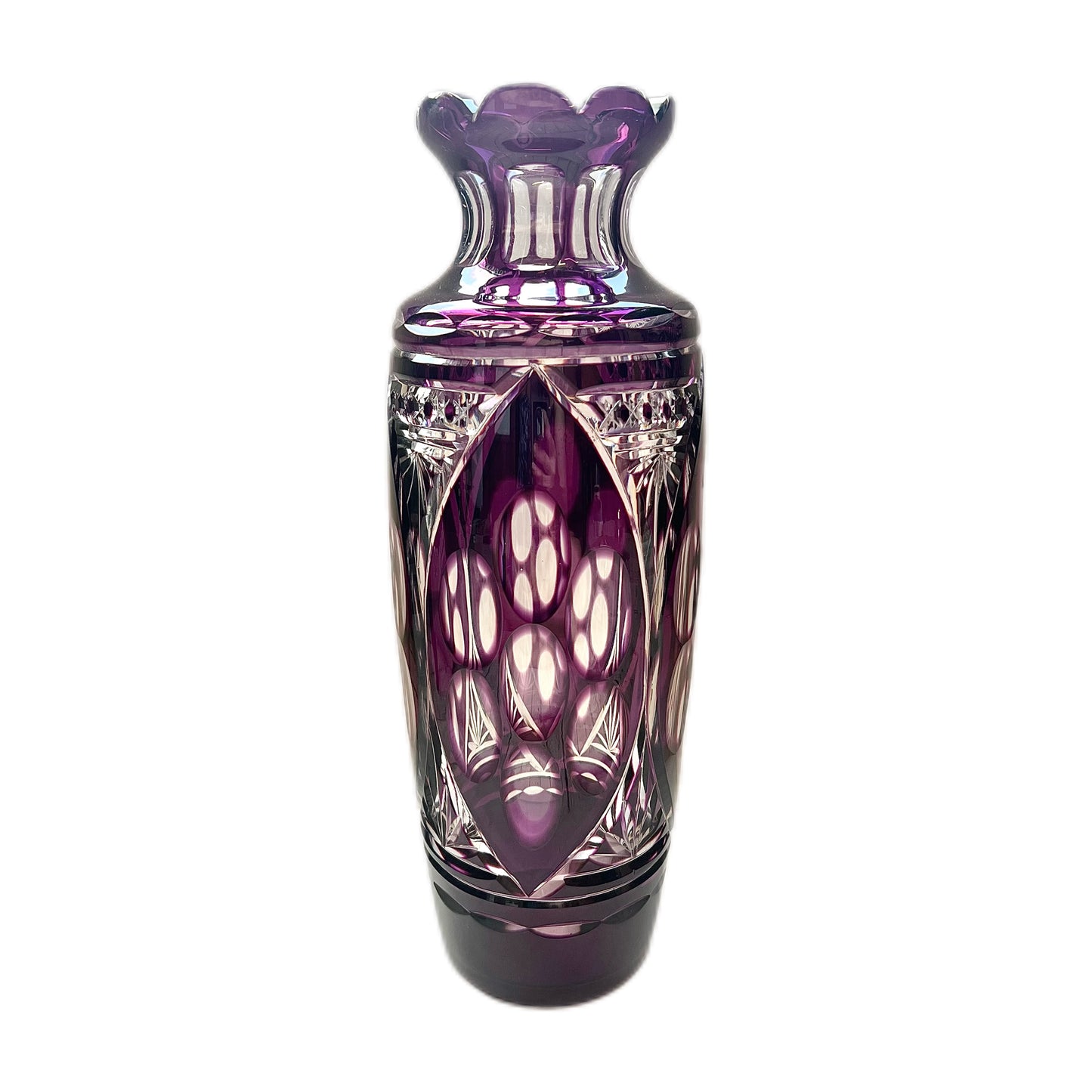 Statement antique late 19th century purple bohemian glass vase