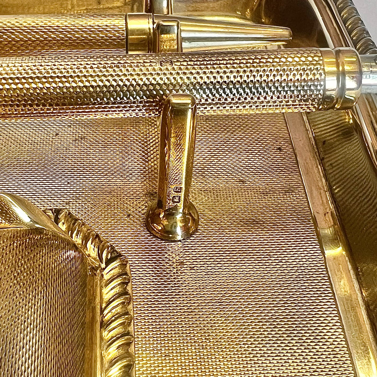 George V Asprey of London near antique gilt on sterling silver desk set