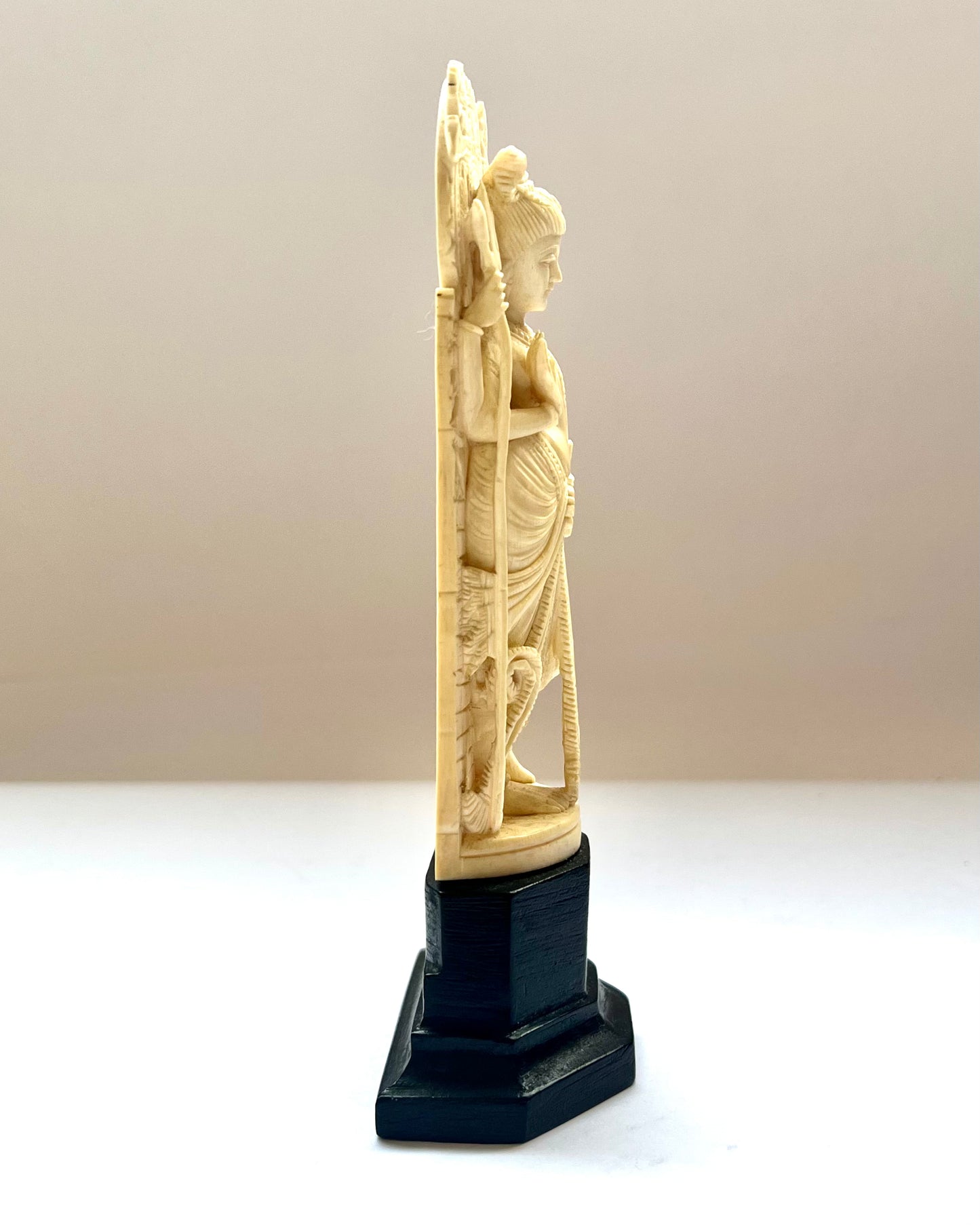 19th century Indian ivory carving depicting the goddess Lakshmi