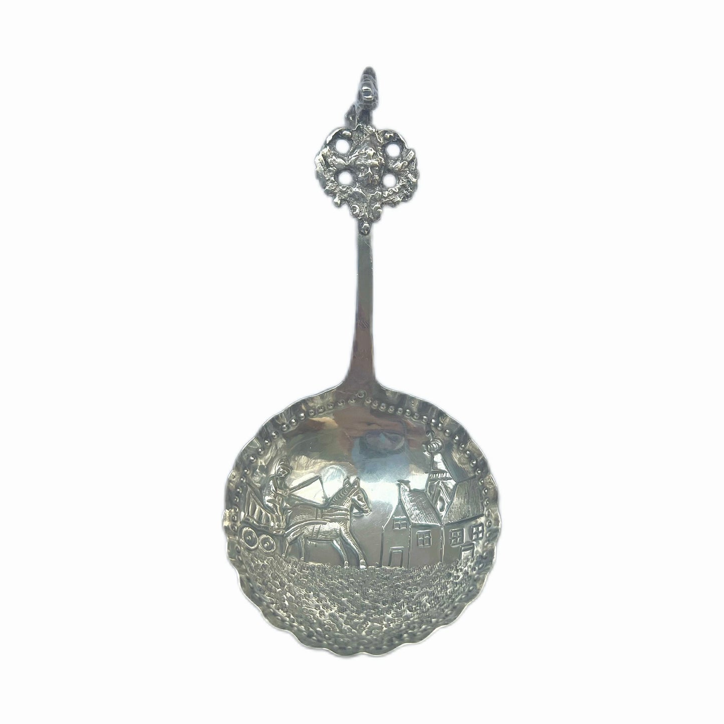 Antique 19th century Dutch silver tea caddy spoon