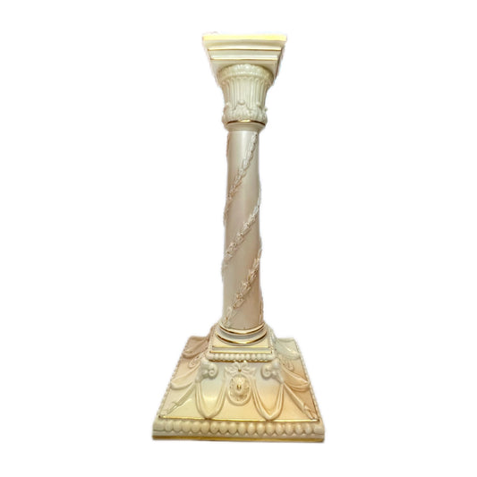 Antique Victorian Royal Worcester Blush Ivory neoclassical column candlestick