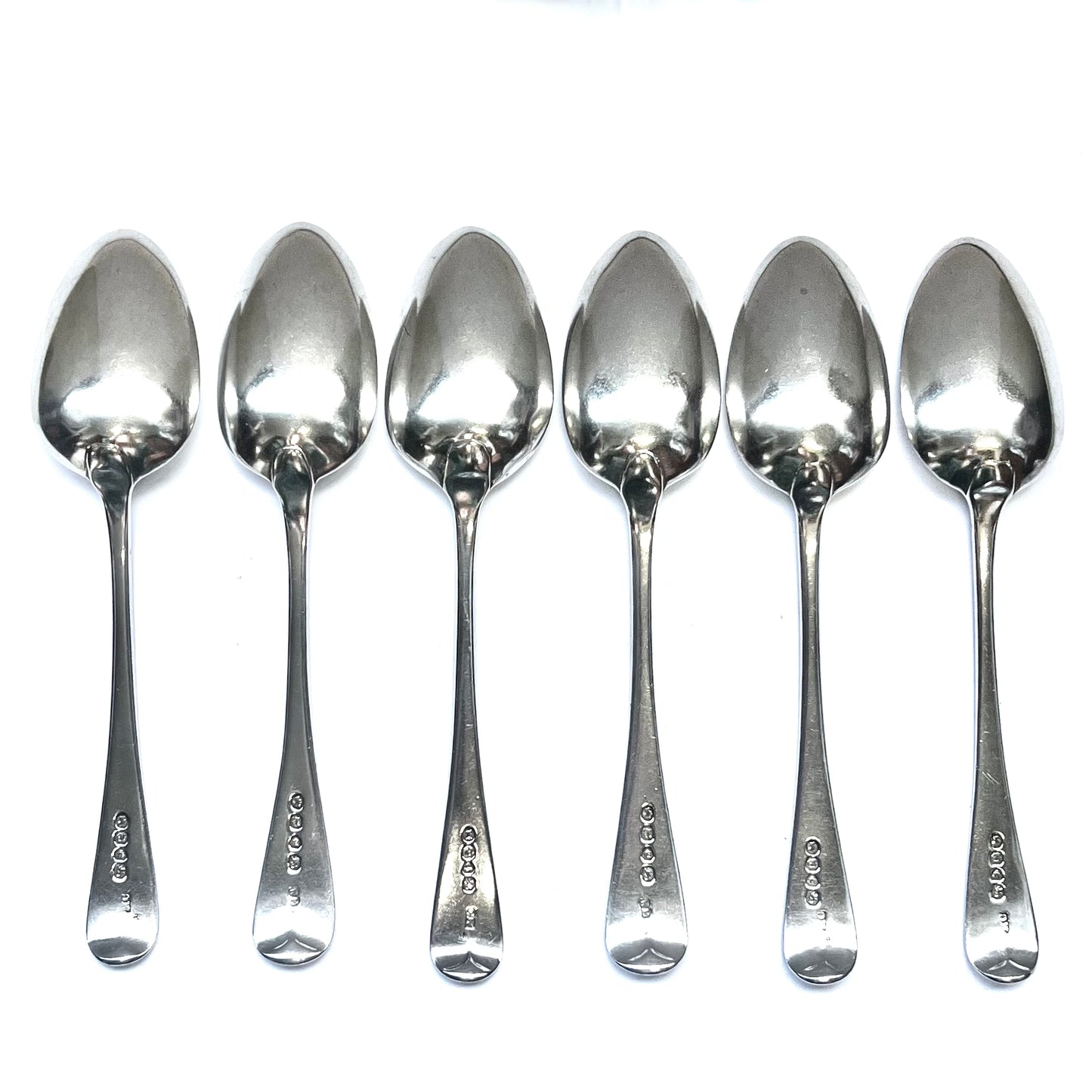 Set of 6 crested early Victorian sterling silver spoons, Beveridge family crest, marks for Mary Chawner and William Eaton