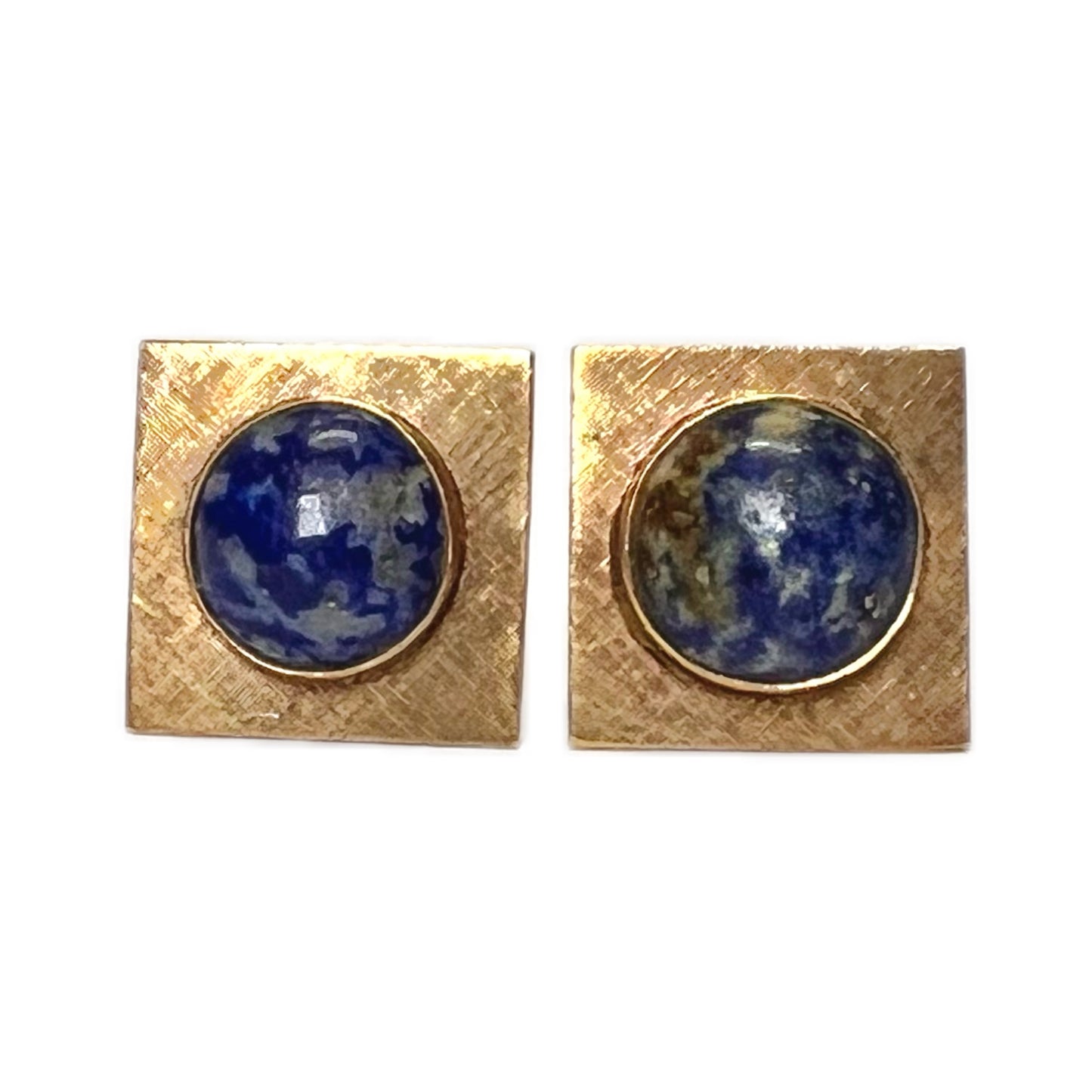 Vintage 9ct yellow gold and lapis cufflinks