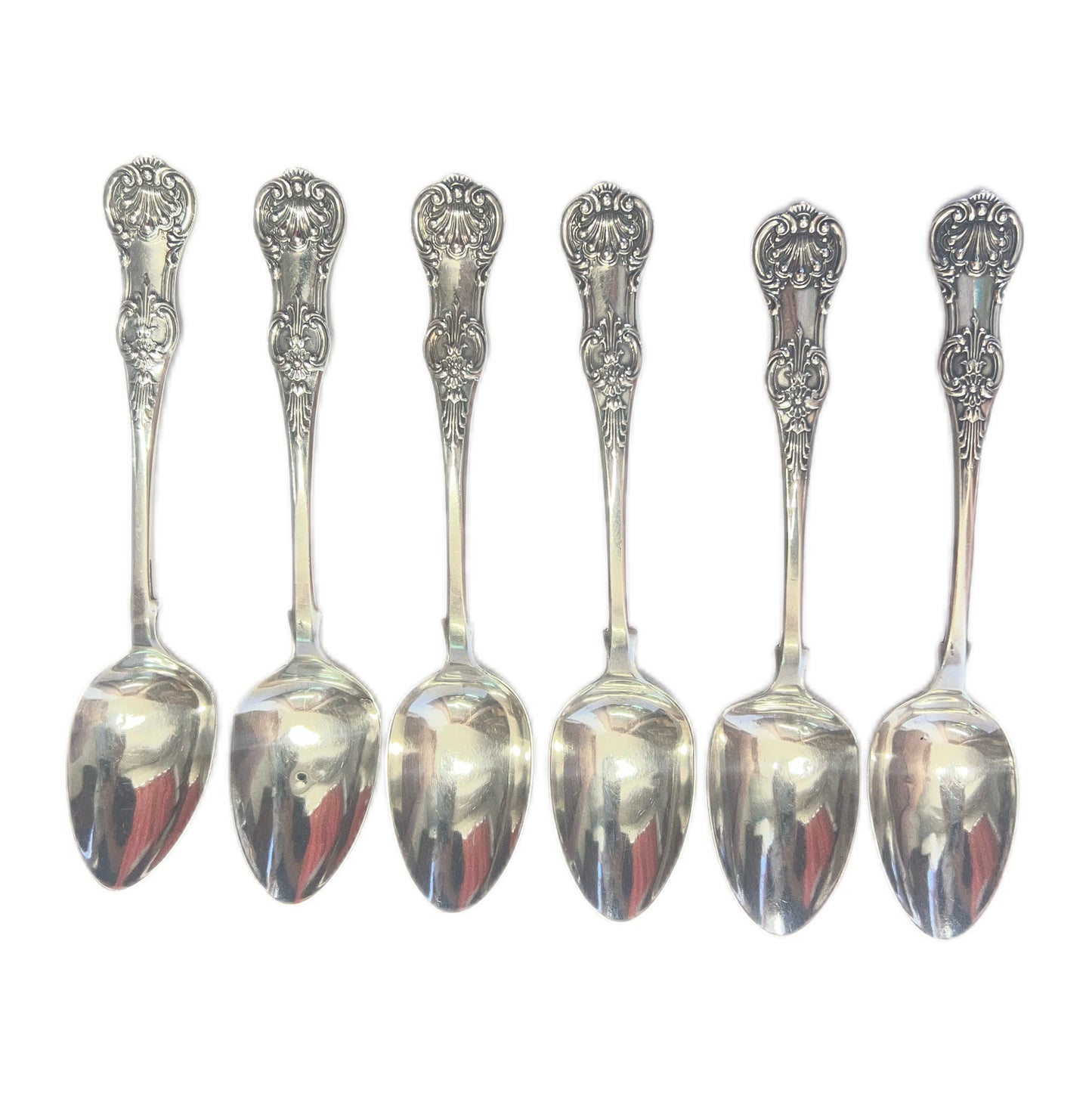 6 sterling Victorian Scottish silver teaspoons in the Rosette front French shoulder pattern