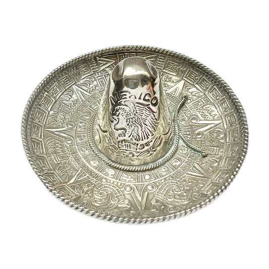 Midcentury modern Mexican figural sterling silver sombrero trinket dish