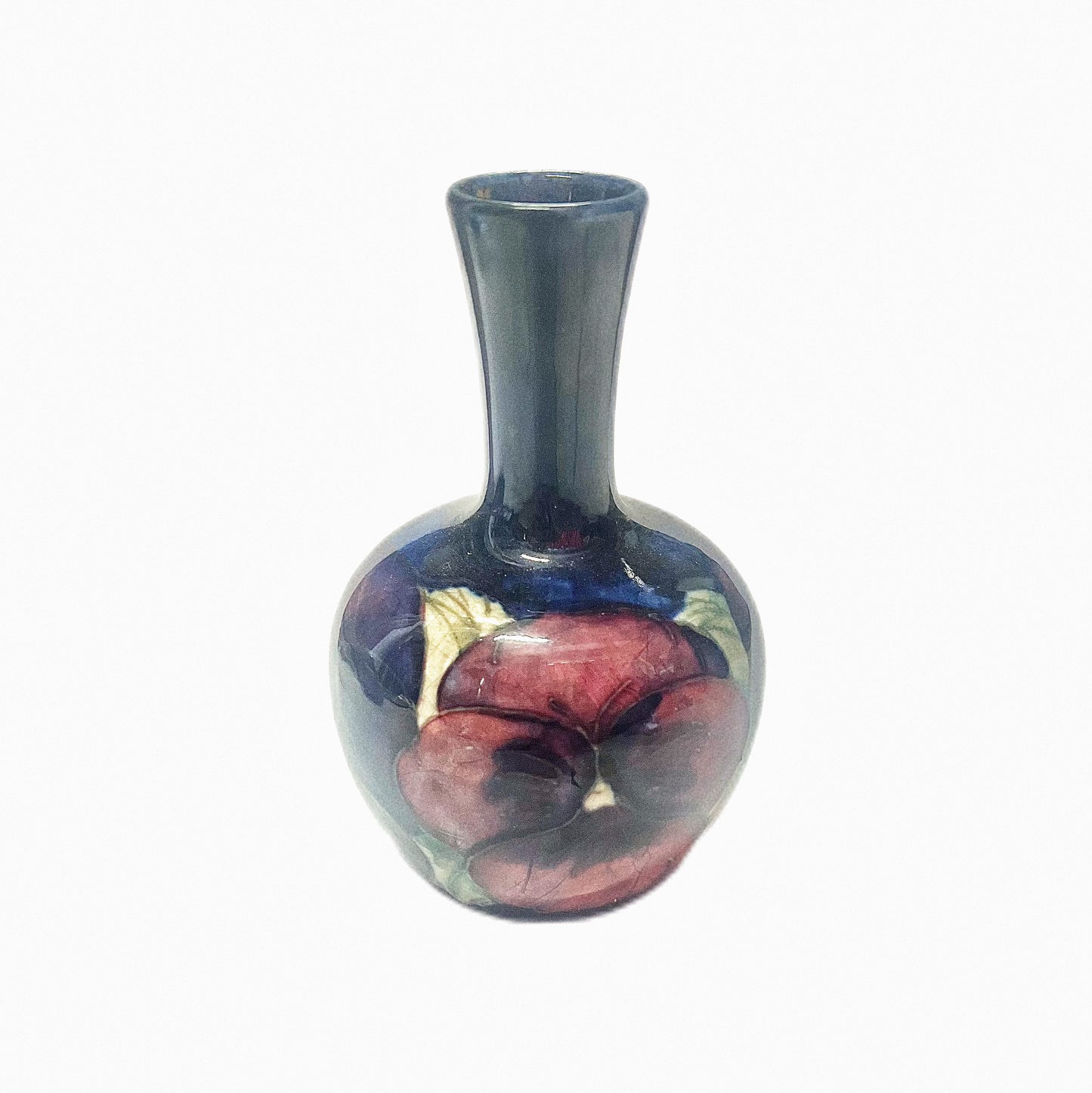 Vintage possibly antique Moorcroft Pansy pattern bud vase