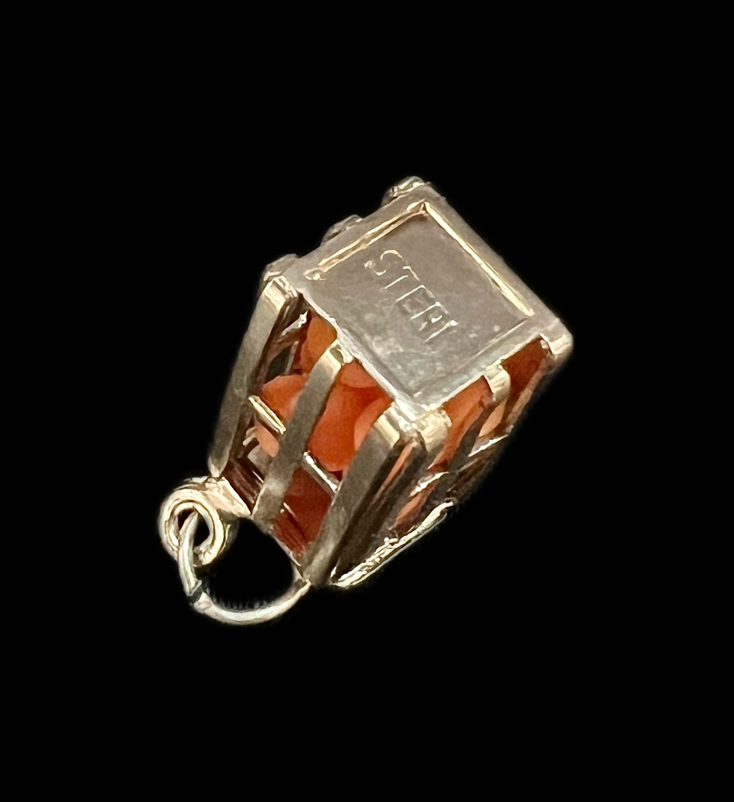Vintage sterling silver orange crate charm