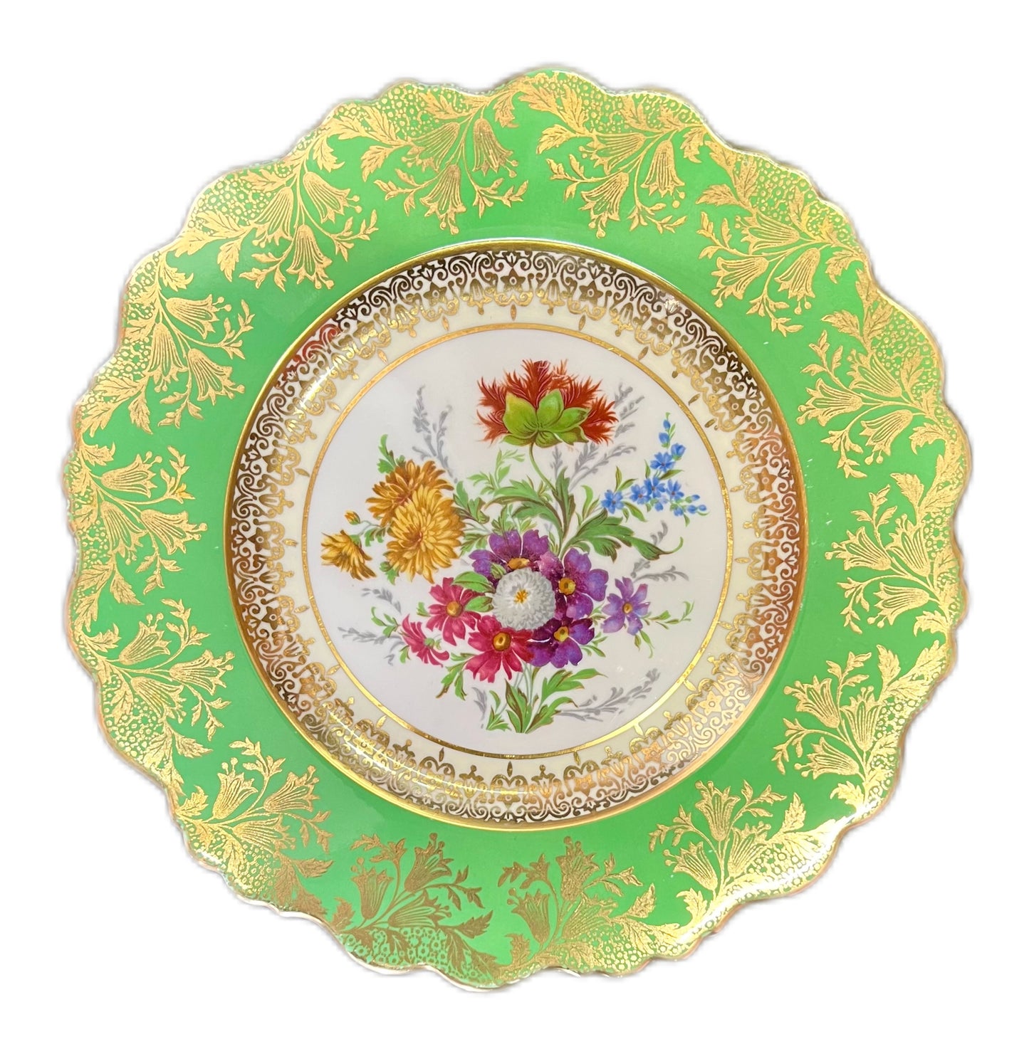 Vintage 1940s to 1950s Paragon green bone china cake plate