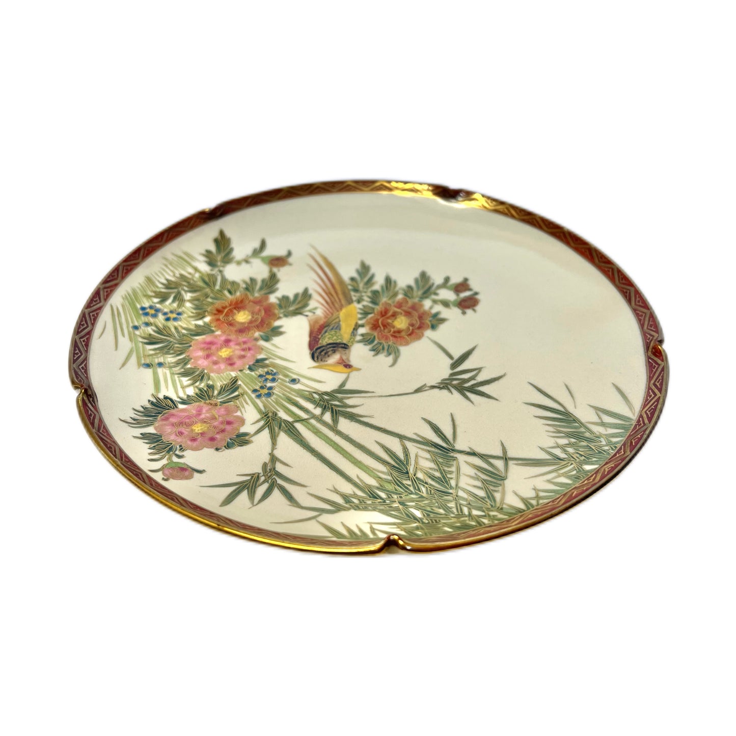 Vintage Japanese Satsuma bird motif plate