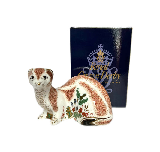 Vintage Royal Crown Derby ‘Southwell Stoat’ paperweight figurine, 1 st quality