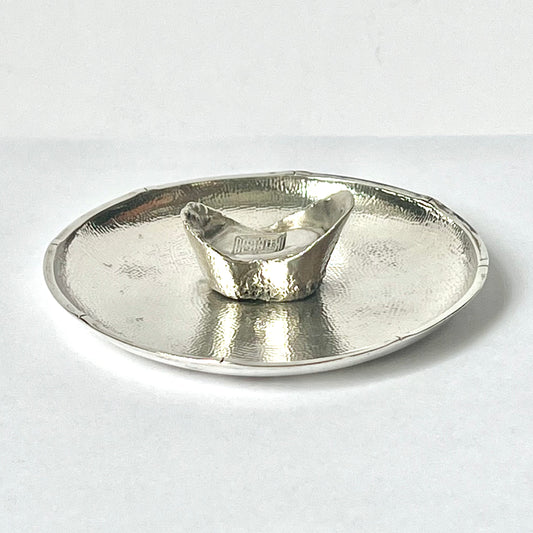 Antique Chinese export silver trinket dish circa early 20th century (1900s to 1910s) by renowned maker Tuck Chang, Shanghai