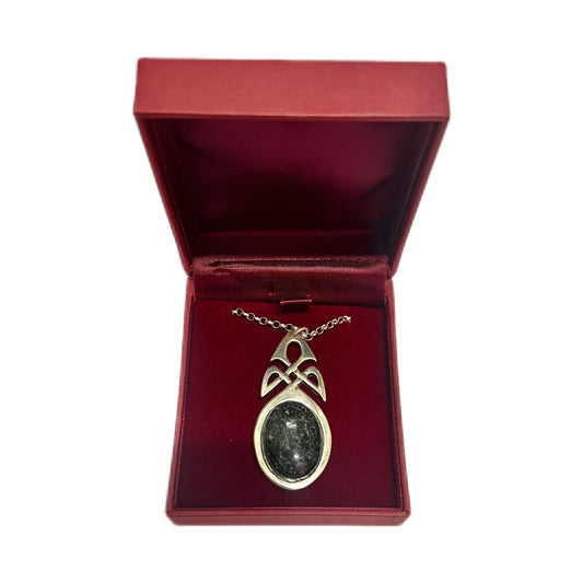 Welsh Sterling Silver and Preseli bluestone Celtic Knot Pendant by Rhiannon