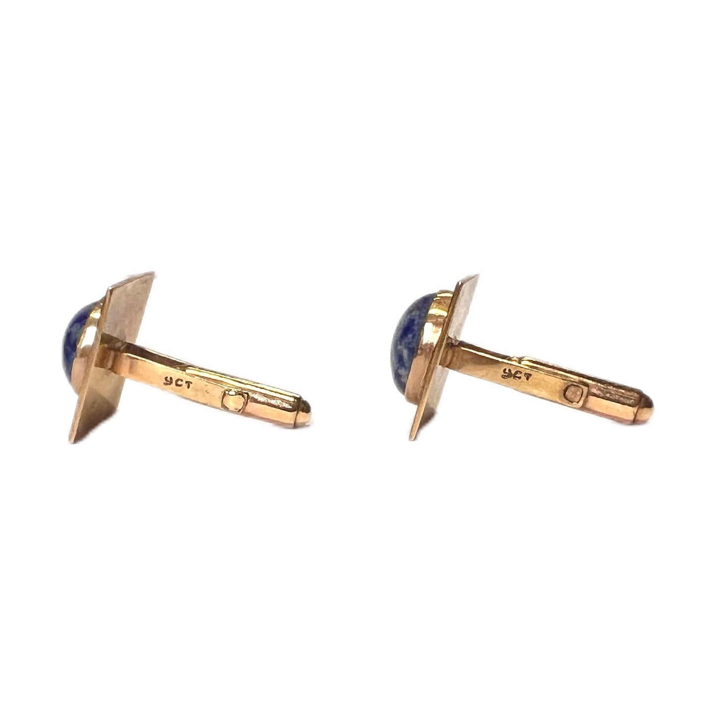 Vintage 9ct yellow gold and lapis cufflinks