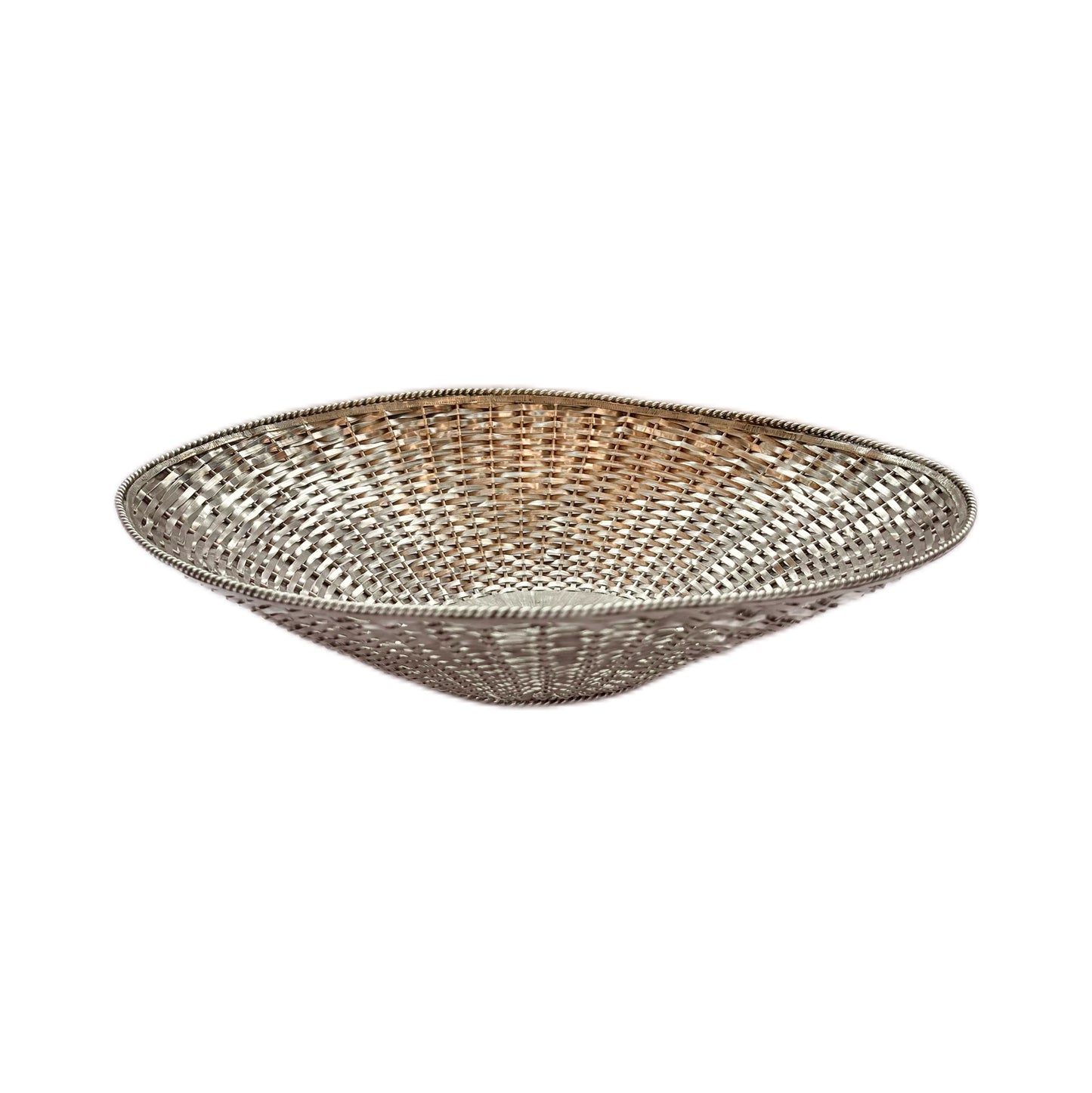 Midcentury Taxco Mexico sterling silver woven basket by Alfredo Villasana