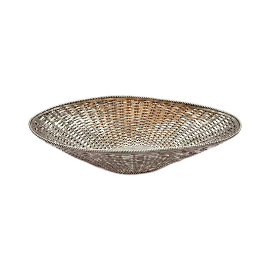 Midcentury Taxco Mexico sterling silver woven basket by Alfredo Villasana