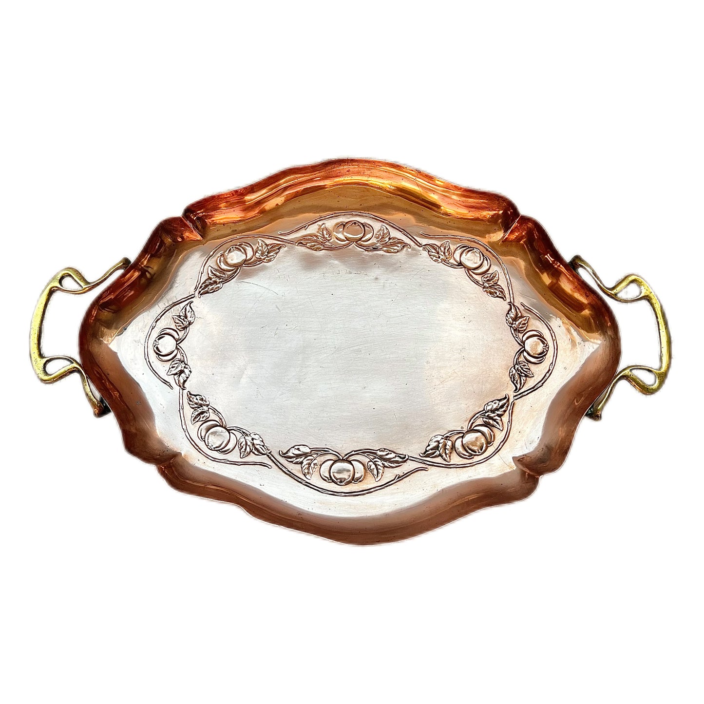English Art Nouveau copper tray circa 1910s-1920s by Joseph Sankey & Sons